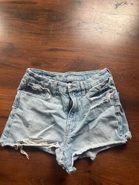 American Eagle Outfitters Light Wash Distressed Denim Shorts